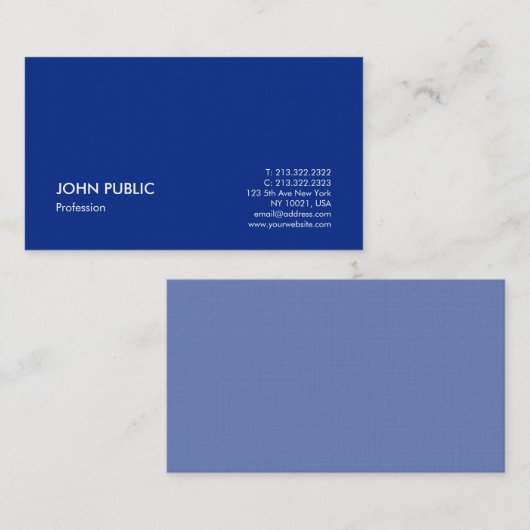 Minimaal elegant professioneel design blauw visitekaartje (Voorkant / Achterkant)