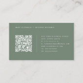 Minimaal Elegant QR Code Olijfgroen Visitekaartje (Achterkant)