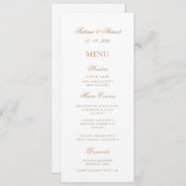 Minimaal Elegant Romantisch Gold Script Trouwtafel Menu (Voorkant / Achterkant)