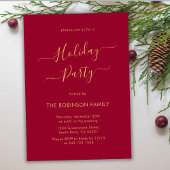 Minimaal Elegant Rood Goud Kalligrafie Vakantiefee Kaart