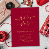 Minimaal Elegant Rood Goud Kalligrafie Vakantiefee Kaart