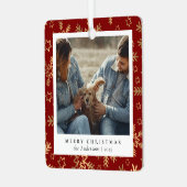 Minimaal Elegant Rood Goud Kerstpaar Foto Metalen Ornament (Voorkant links)