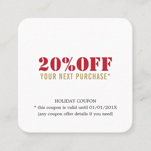 Minimaal Elegant Rood Goud Wit Coupon (Voorkant)