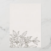 Minimaal Elegant Roos Floral Sketch Baby shower Folie Uitnodiging (Achterkant)
