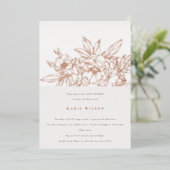 Minimaal Elegant Roos Floral Sketch Baby shower Folie Uitnodiging (Staand Voorkant)