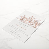 Minimaal Elegant Roos Floral Sketch Verloving Folie Uitnodiging (Gedraaid)