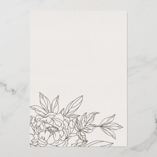 Minimaal Elegant Roos Floral Sketch Vrijgezellenfe Folie Uitnodiging (Achterkant)
