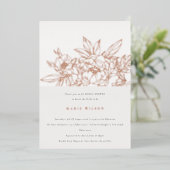 Minimaal Elegant Roos Floral Sketch Vrijgezellenfe Folie Uitnodiging (Staand Voorkant)