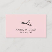 Minimaal Elegant Roos Zwart Schaar Haar Stylist Visitekaartje (Voorkant)