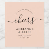 Minimaal Elegant Roze en Zwart Wijnlabel Wijn Etiket (Enkel label)