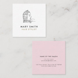 Minimaal Elegant Roze Witte Haar Vierkant Vierkante Visitekaartje