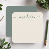 Minimaal Elegant Sage Green Typography Script Notitiekaartje