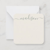 Minimaal Elegant Sage Green Typography Script Notitiekaartje (Voorkant)
