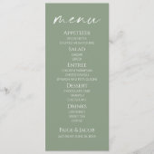 Minimaal Elegant Sage Green Wedding Food Menu (Voorkant)