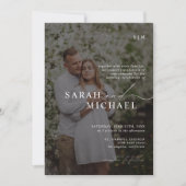 Minimaal Elegant Schoon Script QR Code Fotobruilof Kaart (Voorkant)