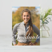 Minimaal Elegant Schrift Foto Afstuderen Aankondiging (Staand voorkant)