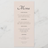 Minimaal Elegant Schrift Stof Roze Bruiloft Menu (Voorkant)