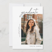 Minimaal Elegant Script Arch Two Photo Afstuderen Aankondiging (Voorkant)
