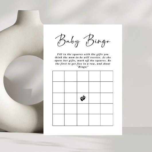 Minimaal Elegant Script Baby Bingo Baby shower Spe Kaart