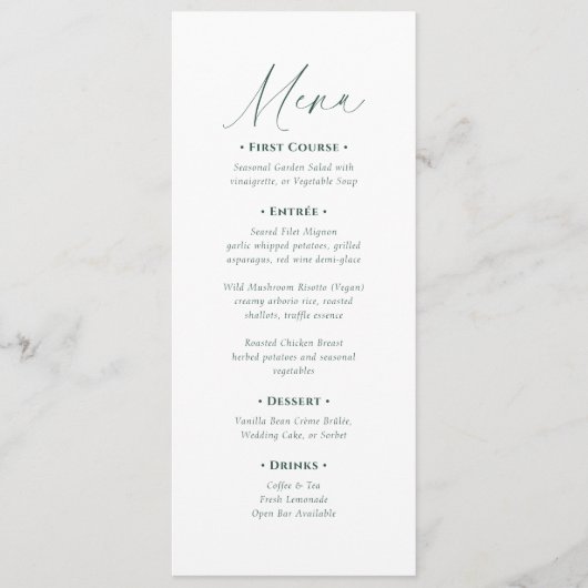 Minimaal Elegant Script Bruiloft Menu (Voorkant)