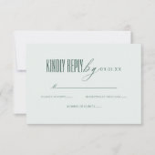 Minimaal Elegant Script Groene QR Code Huwelijksre RSVP Kaartje (Voorkant)