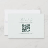 Minimaal Elegant Script Groene QR Code Huwelijksre RSVP Kaartje (Achterkant)