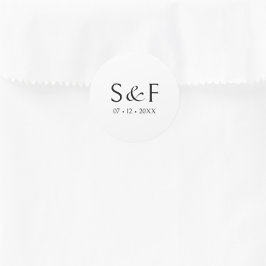 Minimaal Elegant Script Monogram Huwelijk Ronde Sticker