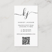Minimaal Elegant Script Monogram Vastgoed Foto Visitekaartje (Achterkant)