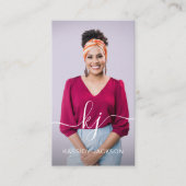 Minimaal Elegant Script Monogram Vastgoed Foto Visitekaartje (Voorkant)