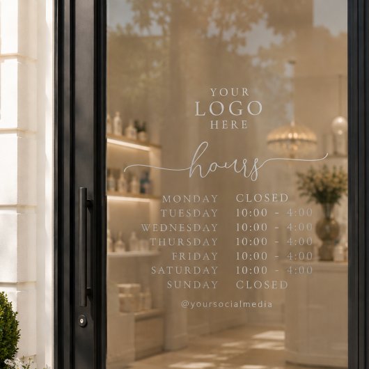 Minimaal Elegant Script Openingstijden Zakelijk Lo Raamsticker