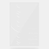 Minimaal Elegant Script Transparant Huwelijk Welko Acryl Bord (Voorkant)