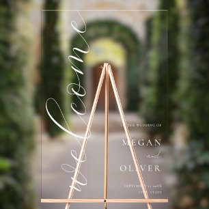Minimaal Elegant Script Transparant Huwelijk Welko Acryl Bord