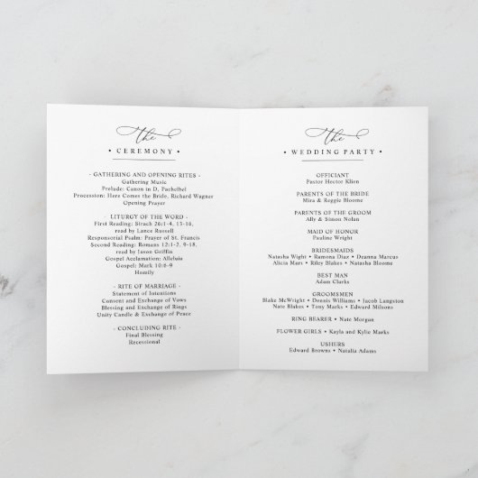 Minimaal Elegant Script Wedding Folded Program Programma (Binnen)