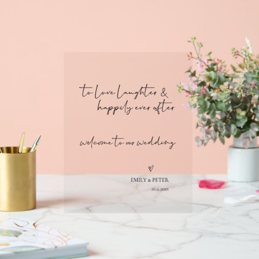 Minimaal elegant script welkom bij ons huwelijk acryl bord (Huwelijk)