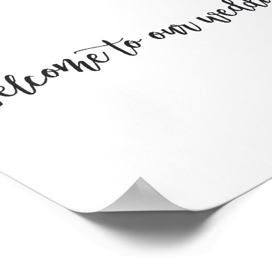 Minimaal elegant script welkom bij ons huwelijk poster (Hoek)