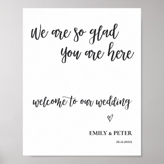 Minimaal elegant script welkom bij ons huwelijk poster (Voorkant)