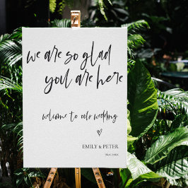 Minimaal elegant script welkom bij ons huwelijk poster
