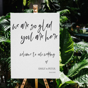 Minimaal elegant script welkom bij ons huwelijk poster