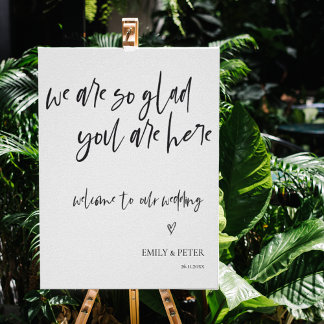 Minimaal elegant script welkom bij ons huwelijk poster