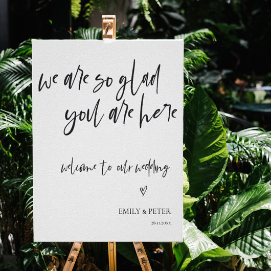 Minimaal elegant script welkom bij ons huwelijk poster