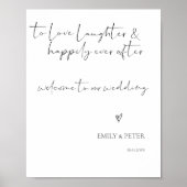 Minimaal elegant script welkom bij ons huwelijk poster (Voorkant)