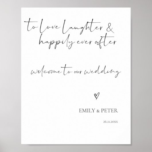 Minimaal elegant script welkom bij ons huwelijk poster (Voorkant)