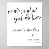 Minimaal elegant script welkom bij ons huwelijk poster (Voorkant)