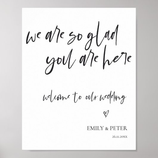 Minimaal elegant script welkom bij ons huwelijk poster (Voorkant)