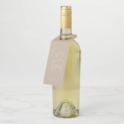 Minimaal Elegant Script Welkomstbericht Flessenhanger (Schuin)