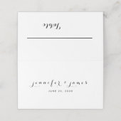 Minimaal Elegant Script Zwart Wit Namen Bruiloft Plaatskaartje (Buitenkant ongevouwen)