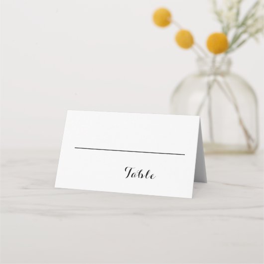 Minimaal Elegant Script Zwart Wit Namen Bruiloft Plaatskaartje (Achterkant)