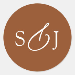 Minimaal elegant scriptmonogram ronde sticker