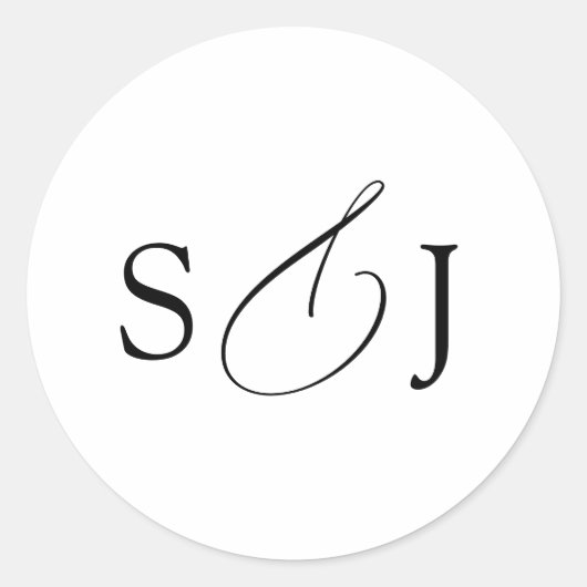 Minimaal elegant scriptmonogram ronde sticker (Voorkant)