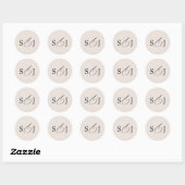 Minimaal elegant scriptmonogram ronde sticker (Vel)